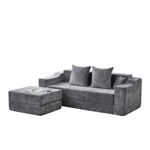 Gray Modular <b>Sofa</b> <b>Bed</b> With Ottoman Foam Filling Living Room Furniture For <b>Small</b> Apartments - Product Image 3