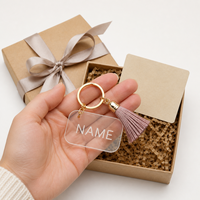 Personalisierter Acryl-Namensschlüsselanhänger Geburtstagsgeschenk-Set mit Quaste Grußkarte Großhandel Party-Gastgeschenk