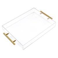 Plateau de service en acrylique transparent, fabricant professionnel, plateau en acrylique de taille personnalisée avec poignées