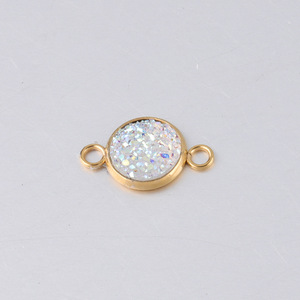 Pingentes Redondos Naturais DIY com Conector de Borda Dourada Eletroplated para Joias DIY - Product Image 2