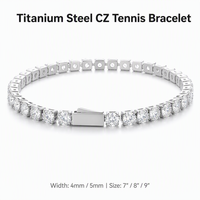 Bracelet tennis en acier inoxydable plaqué or 18 carats avec zircon rond brillant, directement de l'usine, pour hommes et femmes