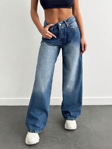 Pantalon en denim décontracté pour femme, 100% coton, respirant, taille basse, Y2K, coupe botte droite - Product Image 5