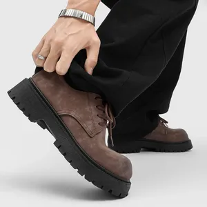 Scarpe Derby Classiche Retrò di Alta Qualità con Plateau per Uomo, Aumentano l'Altezza, Stile Americano Workwear in Pelle - Product Image 6