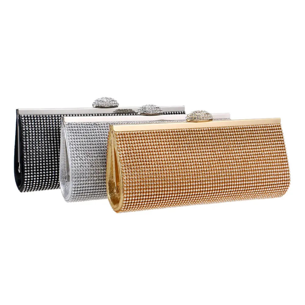 Luxe Glanzende Strass Dames Zilveren Clutch Glanzende Kristallen Geldtas Portemonnee Avondtas Vrouwen