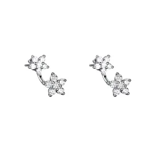 Wholesale Fashion Two Star Earrings Gold Plated 925 Sterling Silver Zircon Star earrings stud for girls