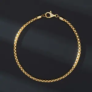 RINNTIN NMB01 18k gold plated Square Rolo Chain Bracelet 925 Sterling Silver Round Box Bracelet for Men Women
