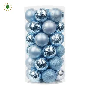 Custom made 6cm 8cm 10cm 12 centímetros enfeite de natal enfeites de plástico azul bola