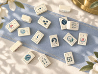 Jeu de Mahjong américain moderne The Moon Rabbit Line, 160 tuiles acryliques surdimensionnées, design portable