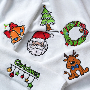 Serviettes de Noël en coton grande taille AR-01 avec broderie décorative en forme de couronne, <span class=keywords><strong>mouchoir</strong></span> de Noël - Product Image 5