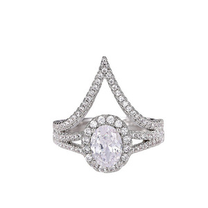 Anello di fidanzamento da donna Q133 in oro bianco con diamante taglio brillante rotondo colore G e design a halo - Product Image 5