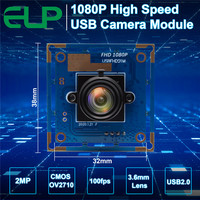 Módulo de Cámara Micro USB ELP Full HD 1080P, Sin Controladores, Alta Velocidad, VGA 100FPS 720P 60fps 1080P 30fps USB 2.0, Cámara Lightburn