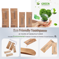 Sachets de dentifrice jetables en papier kraft, format mini voyage écologique, pour hôtels, vente en gros personnalisée.