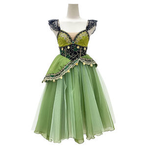 ชุดบัลเลต์ Tutu สำหรับเด็กชุดนักเต้นบัลเล่ต์สีเขียวโรแมนติกสีเขียว R0546บริการออกแบบได้ตามต้องการ - Product Image 4