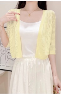 2025 Cardigan estivo in maglia di seta color ghiaccio, involucro leggero, maglieria da donna Versatile stile gilet. - Product Image 6