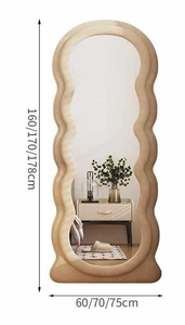 Hot Sale <strong>Full</strong> <strong>Length</strong> Flannel Waved Wooden <strong>Mirror</strong> Frame Long Wavy Floor Standing Wall <strong>Leaner</strong> <strong>Mirror</strong> Arched - Product Image 3