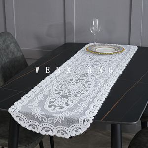 Lace <b>Table</b> <b>Runner</b> White Vintage Hollow Out Design For Home <b>Dining</b> <b>Table</b> Decor Polyester Fiber Washable - Product Image 5