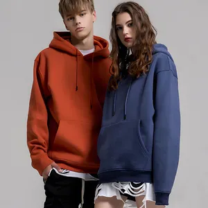 Couple's Streetwear Hoodies in Orange and Blue Comfort Fit Cotton Pullover Essential Casual Urban Fashion