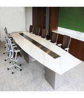Tables de conférence modernes en pierre artificielle au design contemporain élégant, garantie 10 ans, fonctionnalités réglables, pour hôtels et restaurants