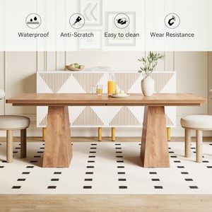 Tavolo da Pranzo <span class=keywords><strong>in</strong></span> <span class=keywords><strong>Legno</strong></span> Rettangolare di Lusso Stile Moderno con <span class=keywords><strong>Gambe</strong></span> Robuste Personalizzabile - Product Image 6