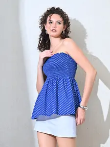 Lehar 100% algodón corto Flare Top verano tejido Smocked con silueta acampanada y estampado Bandhani tradicional secado rápido - Product Image 4