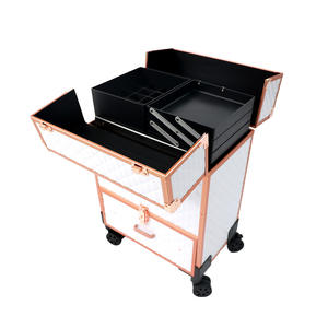 Carrito de Salón Qihui para Maquillaje, 3600, Blanco, Negro, Oro Rosa, 4 Ruedas Giratorias con Bloqueo, Tapa con Cierre, Fácil de Mover, Almacenamiento Profesional - Product Image 4