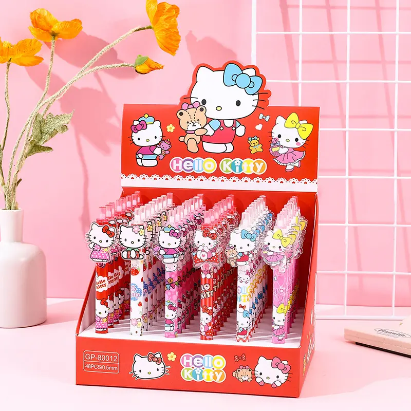 Cartoon Cute Hello KT Press Pen for Girls High Appearance Neutral Pen for Students Writing Pen for Girls Heart Stationery Batch