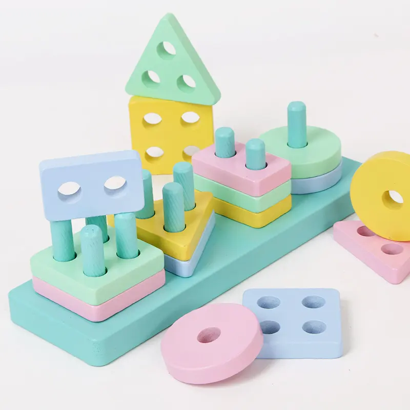 Лидер продаж, деревянные пазлы Монтессори для раннего развития, 3d Пазлы геометрической формы, сочетающиеся цвета, обучающая игрушка для детей