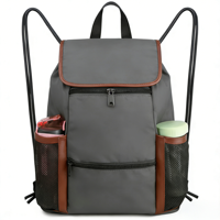Sac de sport de luxe grande taille, sac à dos à cordon, fermeture éclair étanche, poches en maille, bandoulière arquée, portable pour femmes et hommes