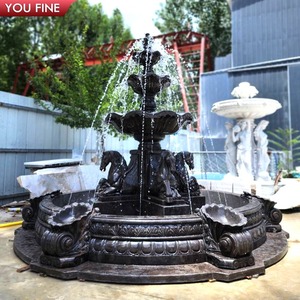 YOUFINE Fontaine Pégase à <span class=keywords><strong>trois</strong></span> niveaux en marbre noir sculpté à la main, statues de chevaux ailés pour l'aménagement paysager <span class=keywords><strong>des</strong></span> cours de <span class=keywords><strong>châteaux</strong></span> - Product Image 6