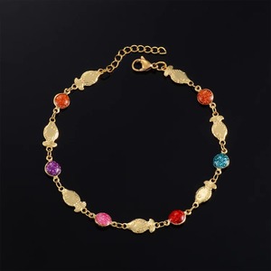 Bracelet de cheville en émail couleur or, en acier inoxydable, multicolore, réglable, bijoux turcs en cristal pour femmes, cadeaux - Product Image 1