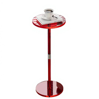Table d'appoint de salon moderne et minimaliste en acrylique rouge translucide, portable, durable et écologique, fabriquée par le fabricant