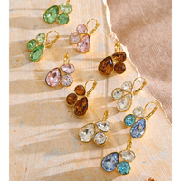 Boucles d'oreilles pendantes JINYOU 9065, exquises, étanches, plaquées or PVD, scintillantes, plusieurs couleurs, cristaux en forme de goutte d'eau