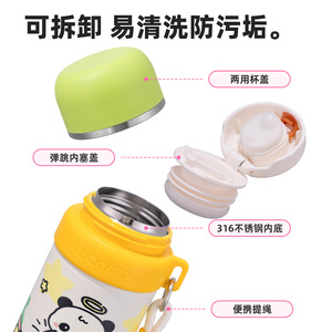 Lucky Time Insulated Water Bottle 500Ml Stainless Steel Kids Portable Thermos For School Children With Cute Panda Design - Product Image 4