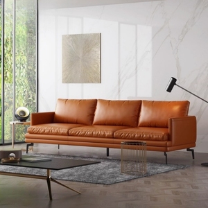 Ensemble de canapés en cuir européens modernes, luxe léger, en forme de L, avec chaise longue en tissu pour salon, meubles en bois - Product Image 4