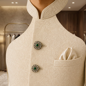 Botones de latón de lujo hechos a mano, estilo antiguo Kundan Polki, para traje masculino Sherwani Jodhpuri, para cumpleaños - Product Image 6