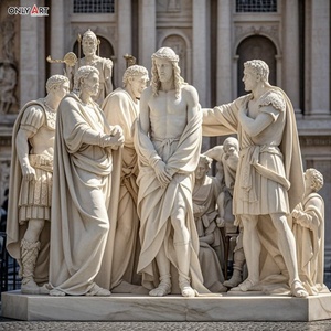 Estatua famosa Católica Cristiana talla de piedra grande primera estación Jesús condenó <span class=keywords><strong>muerte</strong></span> mármol blanco Jesús 14 estación escultura - Product Image 3