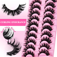 Faux cils 3D en vison naturel, effet dramatique œil de chat ailé, réutilisables, légers, faits à la main, 10 paires, vente en gros, beauté