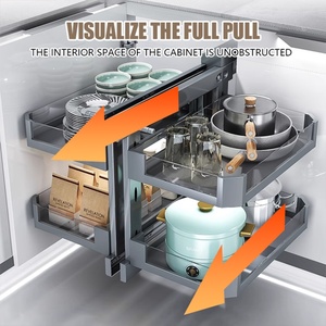 Soft Close Magic Corner <b>Kitchen</b> Cabinet Organizer <b>Pull</b> <b>Out</b> <b>Basket</b> Blind Corner Storage Drawer for L-Shape <b>Kitchen</b> Cabinet - Product Image 2