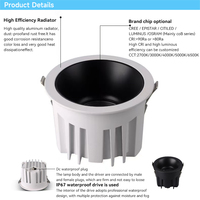 Spot LED encastré en aluminium IP65 20W, étanche, orientable, garantie 5 ans, température de couleur 3000K, idéal pour hôtel