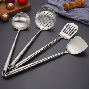 Ensemble d'ustensiles de cuisine étendus en acier inoxydable 304, avec crochet intégré tout en acier, spatule, louche à soupe, écumoire, vente en gros usine - Product Image 1