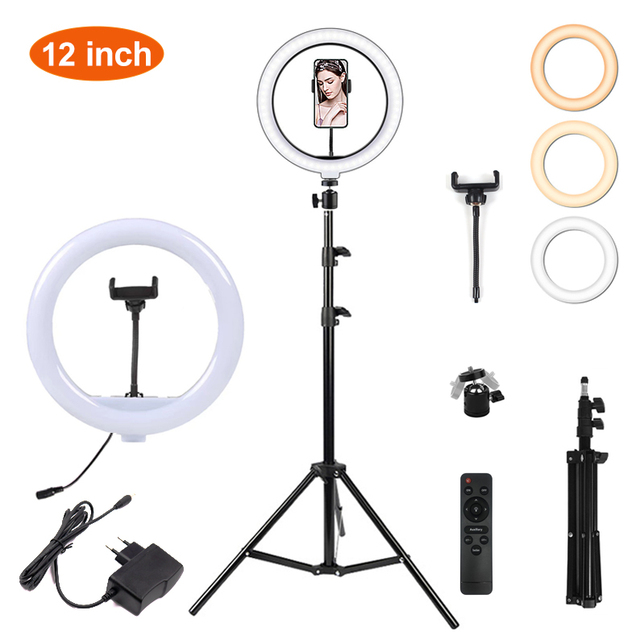 LED 12inch Selfie Ring Light with 160cm Tripod Stand Remote Control 2700k-6500k Fill Lighting for Tik Tok Phone Video