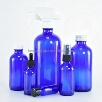 Bouteille en verre bleu cobalt, vert, noir, type Boston, 1 oz, 2 oz, 4 oz, 8 oz, 16 oz, bouteille en verre coloré pour l'emballage de cosmétiques, d'huiles essentielles et de liquides
