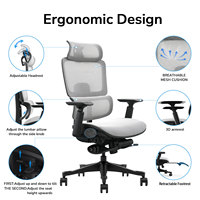 Chaise de bureau de direction moderne de haute qualité en maille avec accoudoirs 3D, appui-tête réglable, design ergonomique de luxe, chaise en mousse à mémoire de forme moulée