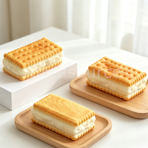 Galleta de simulación con forma de sándwich de soda y crema, modelo dorado, realista, adorno decorativo, utilería de exhibición, dulce para comer, aperitivo, comida - Product Image 6