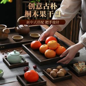 Plateau de service au design rustique et créatif de style chinois moderne pour la maison, les goûters, les desserts et les fruits - Product Image 1