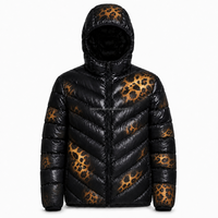 Doudoune à capuche imprimé léopard, effet dégradé, matelassée, avec fermeture éclair, design classique, athleisure, tendance