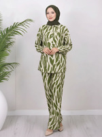 Ensemble décontracté deux pièces pour femme, chemise à manches longues boutonnée imprimé animal, pantalon large, Abaya musulmane, vêtements islamiques, vente en gros