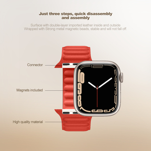 Correa de cuero CAOWTAN para IWatch Series Ultra 2 para 40mm 41mm 45mm 49mm correa de reloj para <span class=keywords><strong>Apple</strong></span> <span class=keywords><strong>Watch</strong></span> Bands nuevo enlace de bucle magnético - Product Image 3