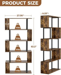 <strong>Tall</strong> Book <strong>Shelf</strong> <strong>Unit</strong> for Living Room Bedroom, White Special Shaped Wooden Bookcase - Product Image 3