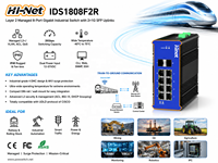 Switch industriel L2 géré sur rail DIN 8 ports Gigabit OEM/ODM avec 2xSFP IP40 -40~75 ℃   Entrée 12~57VDC CE FCC pour vision industrielle